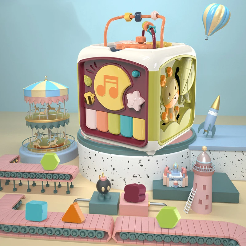 Детский Развивающий кубик игрушки для малышей 7 в 1 форме Монтессори