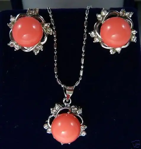 Горячая Распродажа Новый-элегантный красный коралл подвеска и серьги из
