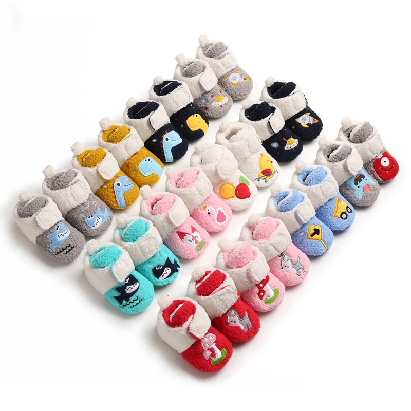 

Toddler Cotton Shoes Winter First Walkers Cute Cartoon Embroidery Soft Bottom Infant Leisure Shoes More Color SHL083