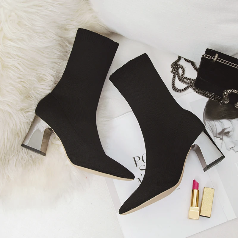 

Женские Эластичные ботильоны из эластичной ткани, с металлическим носком