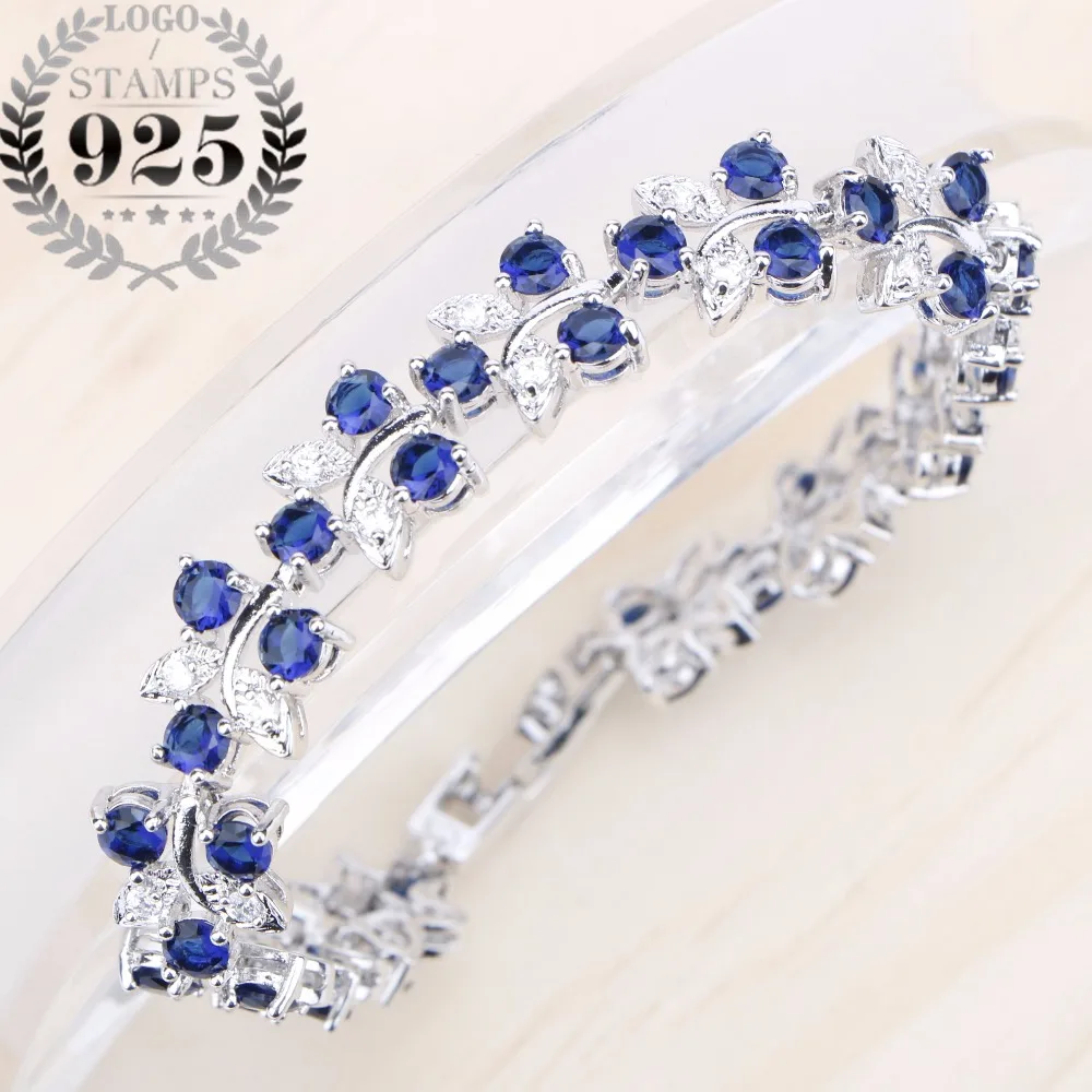 Женский браслет из серебра 925 пробы с голубым кубическим цирконием|bracelets for|bracelets