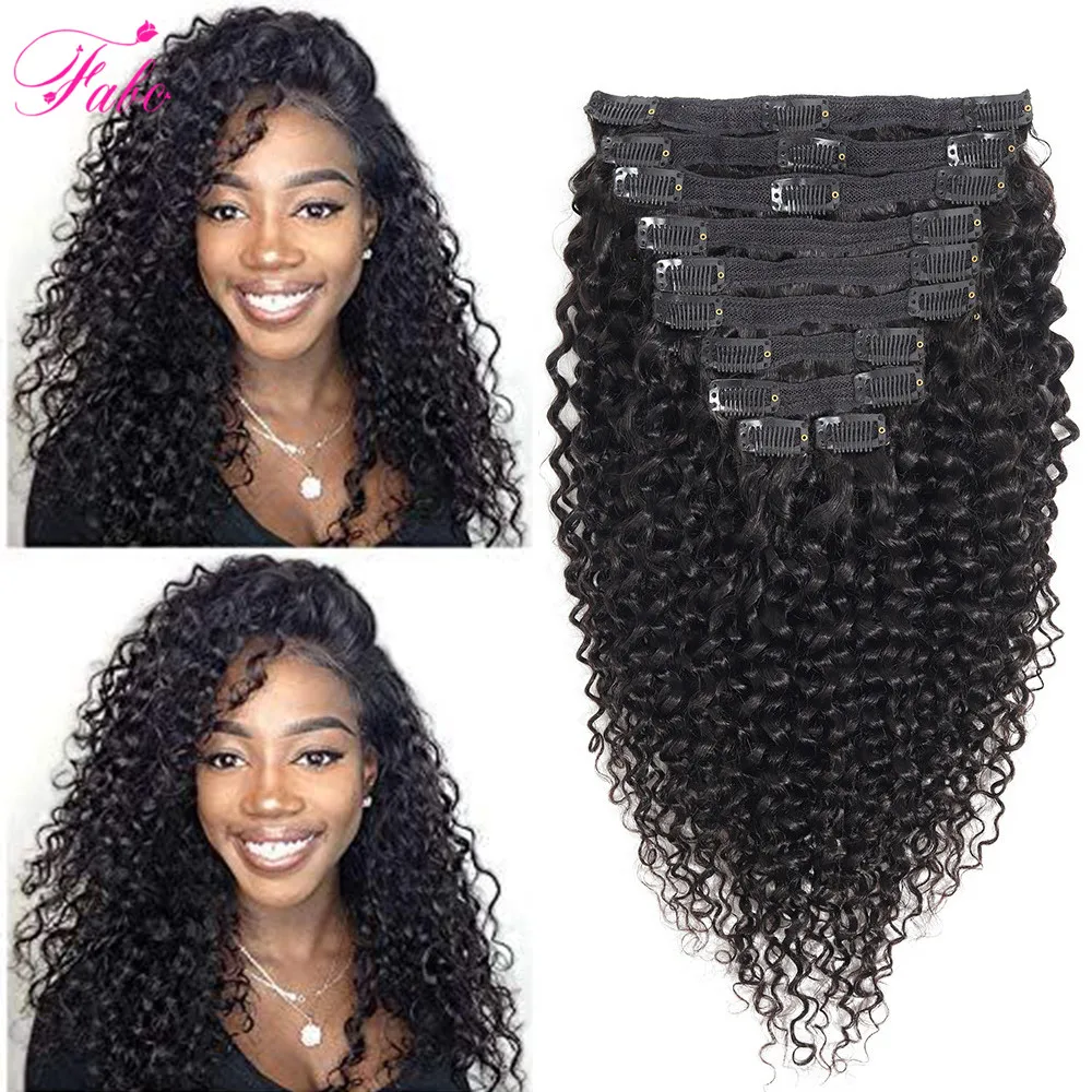 Fabc Hair перуанские вьющиеся волосы заколки для волос человеческие наращивания 10