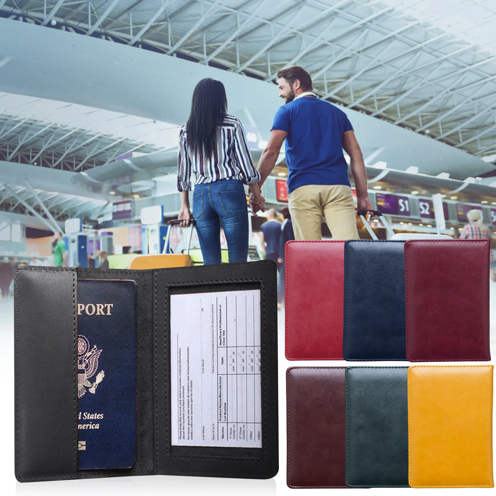

Vaccination Certificate Multifunctional Leather Protective Cover Home Office Storage Household Leather Protective Case