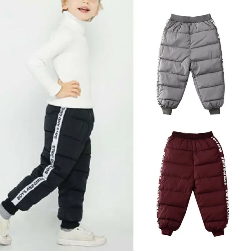 От 1 до 6 лет модные штаны для маленьких мальчиков и девочек плотные теплые с