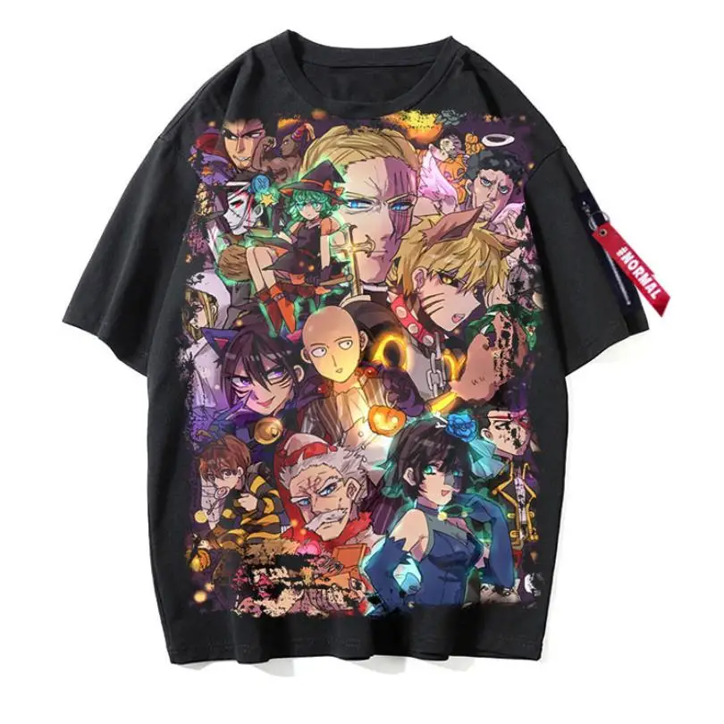 

Летняя Повседневная футболка с коротким рукавом для косплея Аниме ONE PUNCH-MAN, универсальный топ с круглым вырезом, новые модные рубашки с прин...