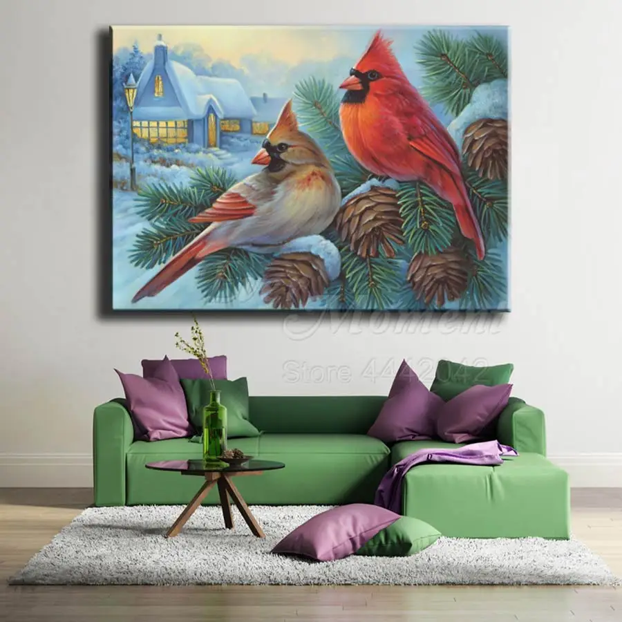 Алмазная живопись с изображением птицы снега сосновых орехов алмазная вышивка