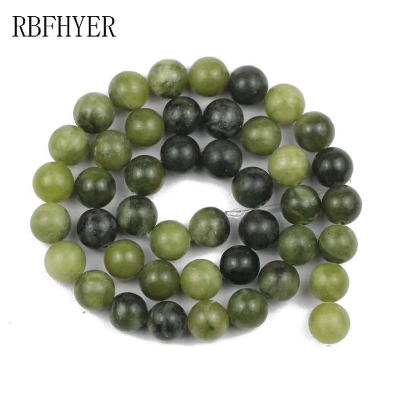Бусины круглые незакрепленные из натурального Южного зеленого камня 4/6/8/10/12 мм