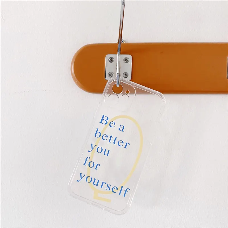

Transparent Cute Cartoon Bear Slogan Letter Label Phone Case For iPhone 11 12 Pro Max X XR XS Mini 7 8 Plus SE2020 Soft TPU Back