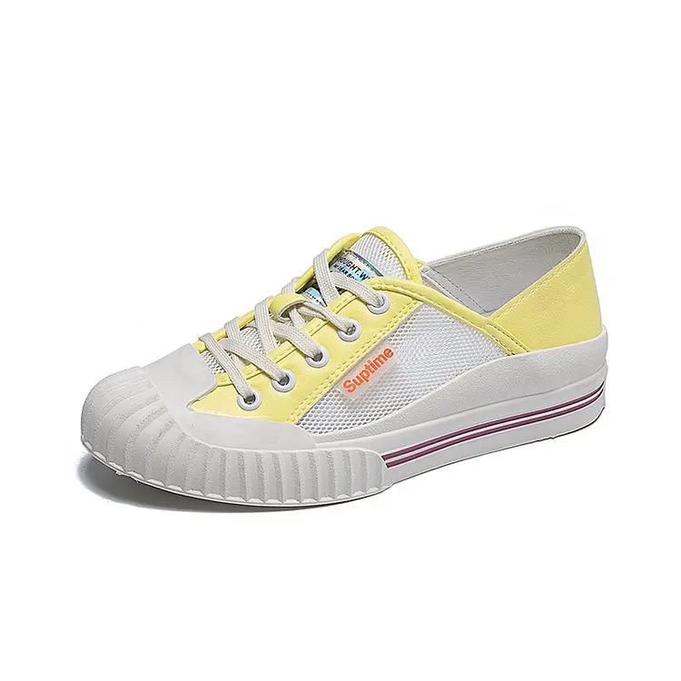 

Small White Shoes Female Nice Summer Tide Flat Bottom Low Help woMen Shoes Solid Color Mesh Breathable Student Shoes