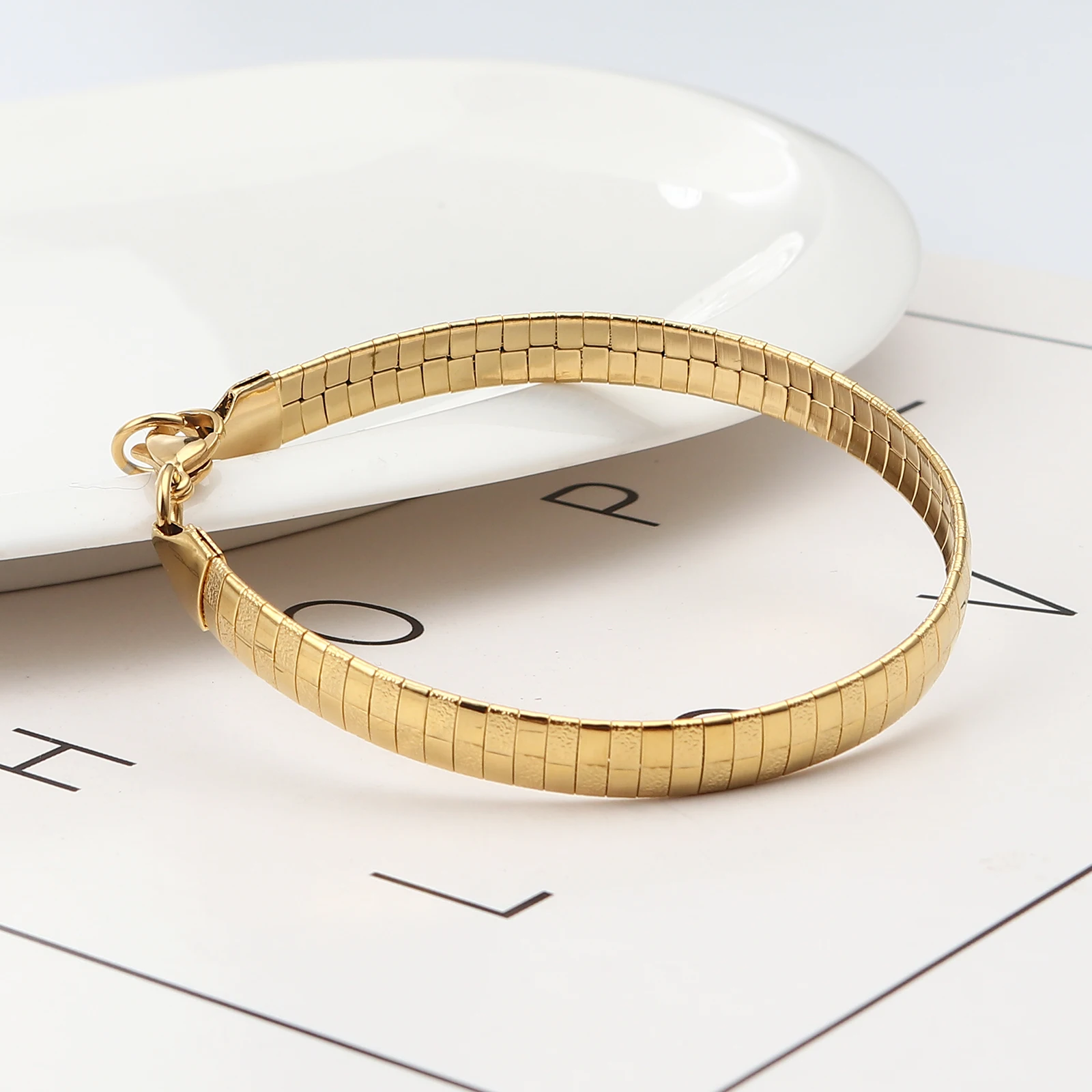 304 нержавеющая сталь браслеты серебряного цвета золотого прямоугольник резной