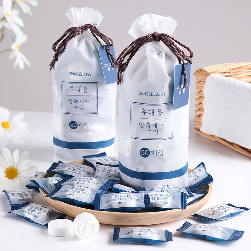 

Новое одноразовое сжатое полотенце с 50 капсулами, Хлопковое полотенце для мытья женщин, толстое портативное очищающее полотенце для путешествий, маленькое квадратное полотенце