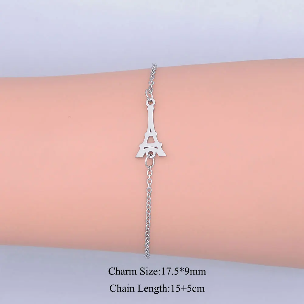 100% изящный браслет из нержавеющей стали с изображением Эйфелевой башни для