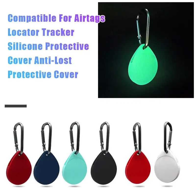 

For Airtags/Air Tags Locator Tracker Luminous Silicone Protective Cover Anti-Lost Protective Case With Hook Compatible 2021 New