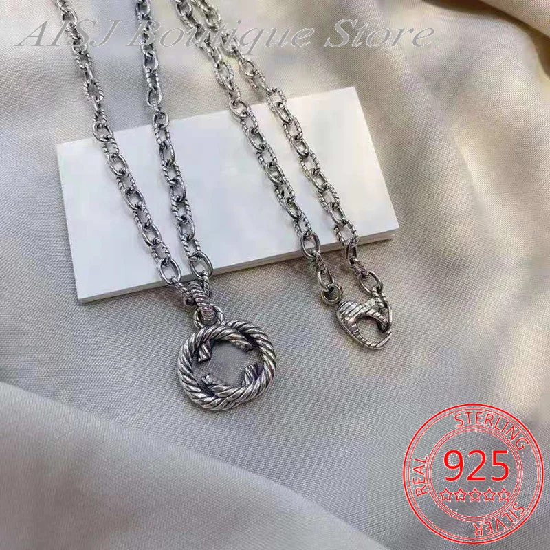 

Роскошный фирменный кулон Ag 1:1 высокого качества с витым узором, ожерелье-браслет для пары мужчин и женщин, Модная бижутерия в стиле хип-хоп, ...