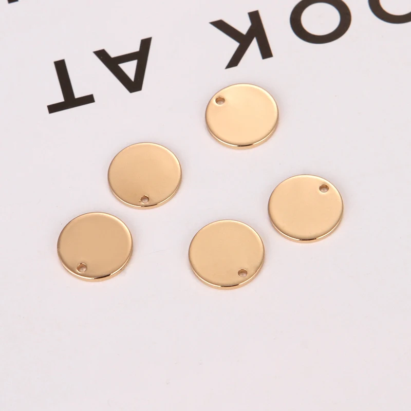 

10 pieces-KC gold-plated coin disc pendant round stamping blank label metal jewelry making supply initial pendant holiday gift