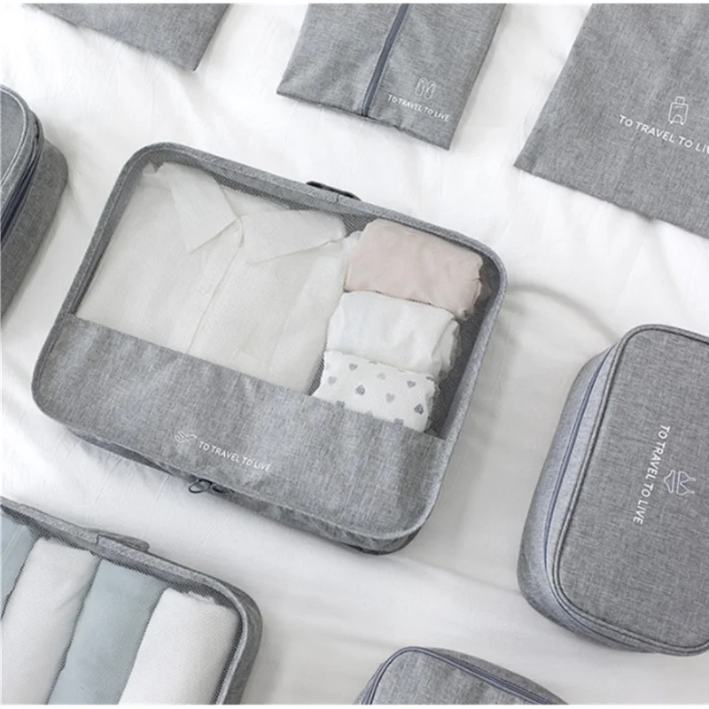 7Pcs/set Travel Packing Cube Bag Organizer Clothe Mesh Storage Bag Cation Underwear Bra Sock Pouch Wash Bags Travel Accessories