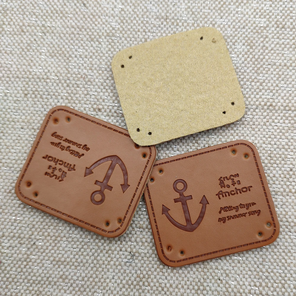 Бесплатный стиль ручной работы кожаные этикетки с якорем логотип для одежды спортивный стиль ручной работы бирки коричневая этикетка ручной работы для одежды