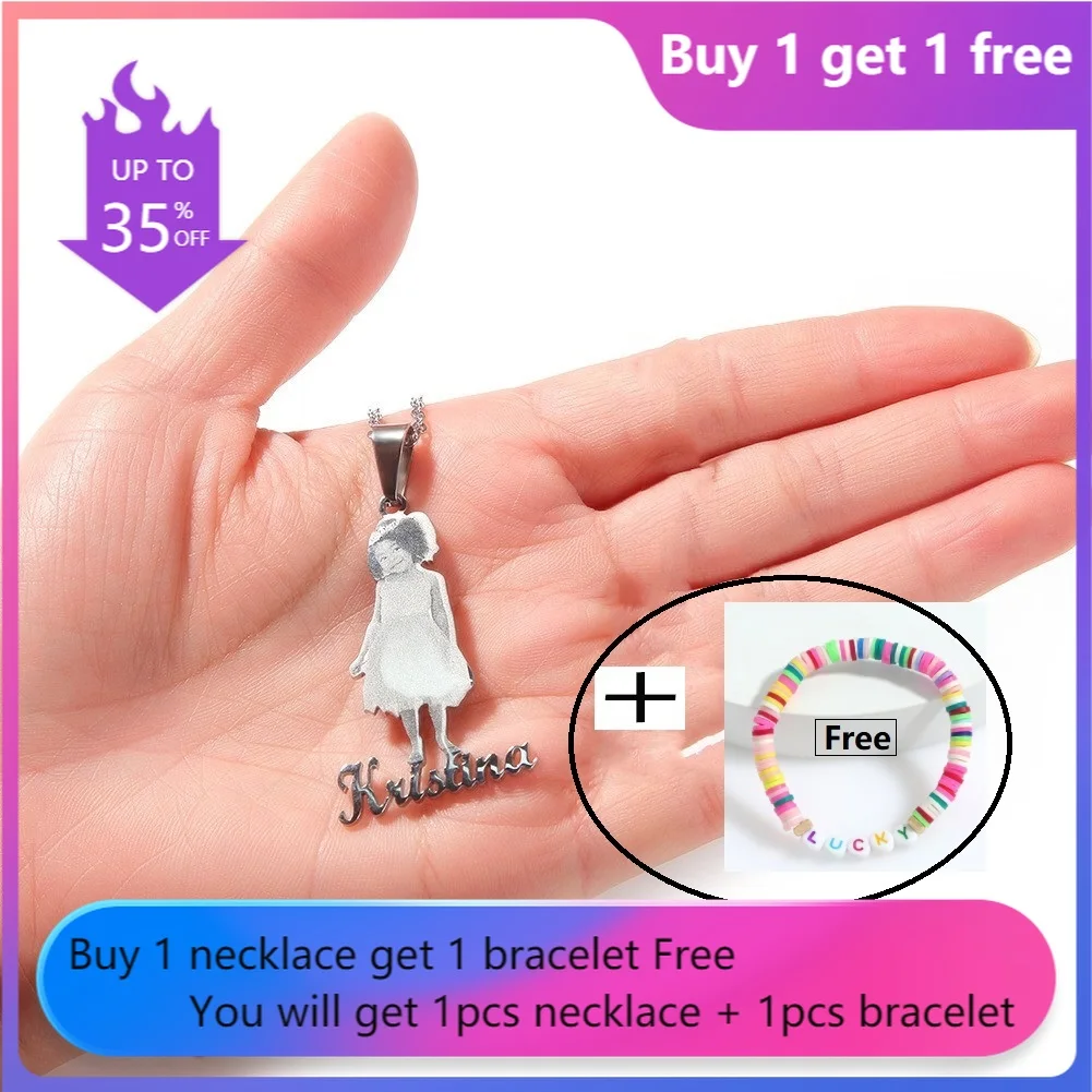

Customized Name Picture Necklace Personalized Photo Necklaces Custom Picture Pendant DIY Nameplate Chain Friend Birthday Gifts