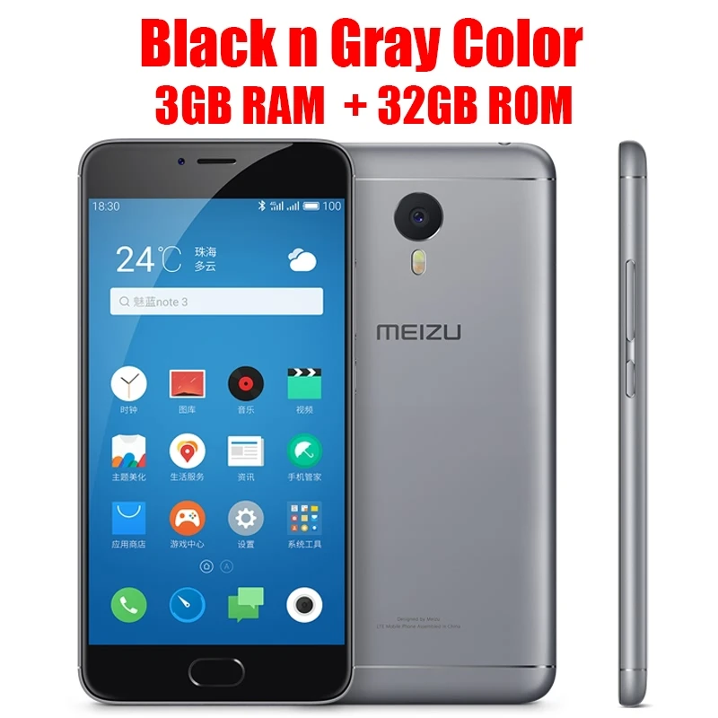 Meizu M3 Note 2 Гб оперативной памяти, 16 Гб встроенной памяти, глобальная прошивка, 4G LTE, мобильный телефон андроид MTK Helio P10 Octa Core 5," 1080 P 4100 мАч, определение отпечатка пальца - Цвет: Gray 3G 32G