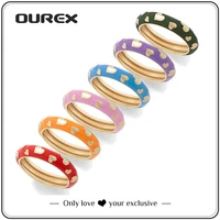 ourex new glossy drip oil heart ring for women colorful candy color alloy rings simple fashion female party jewelry wholesale