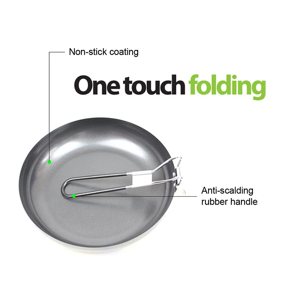 

Lightweight Anti Scratch Accessories Outdoor Camping Non-stick Frying Pans Picnic BBQ Tableware With Folding Handle Hiking