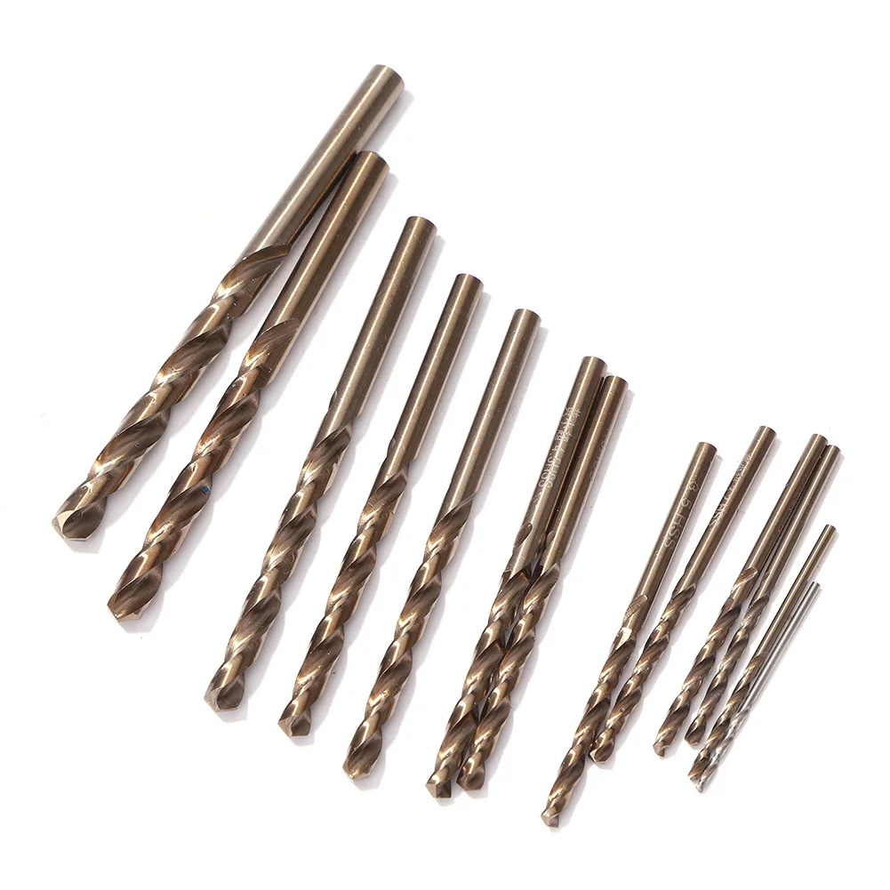 

13pcs M35 Twist Drill Bit Set Straight Shank Cobalt Drill Bits for Stainless Steel Metal Drilling Hole Cutter Power Tools