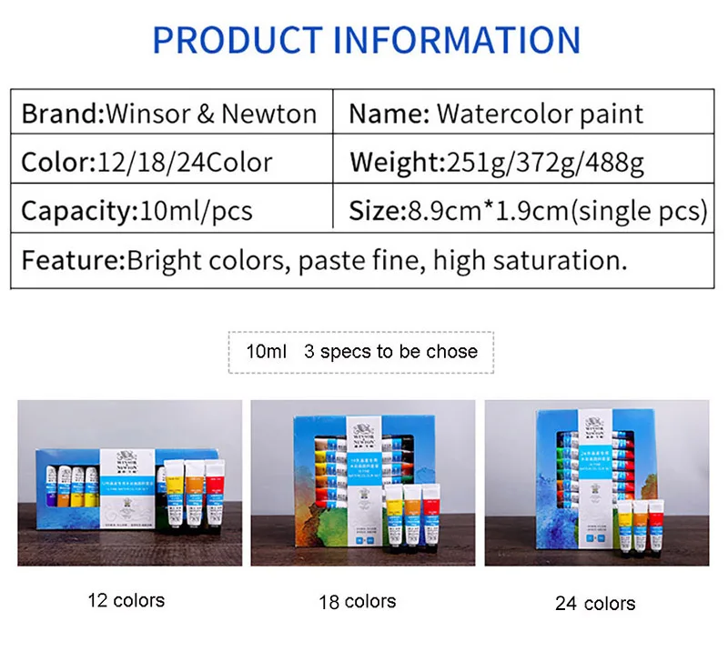 Winsor& Newton 12/18/24 Цвета профессиональные акварельные краски высокое качество Акварельная краска пигмент для картины художника