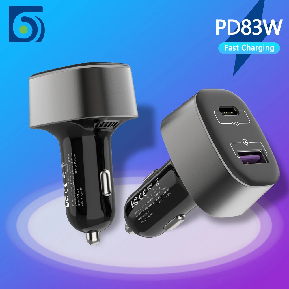 83W Быстрое Автомобильное зарядное устройство USB C PD 65 Вт светодиодные полосы