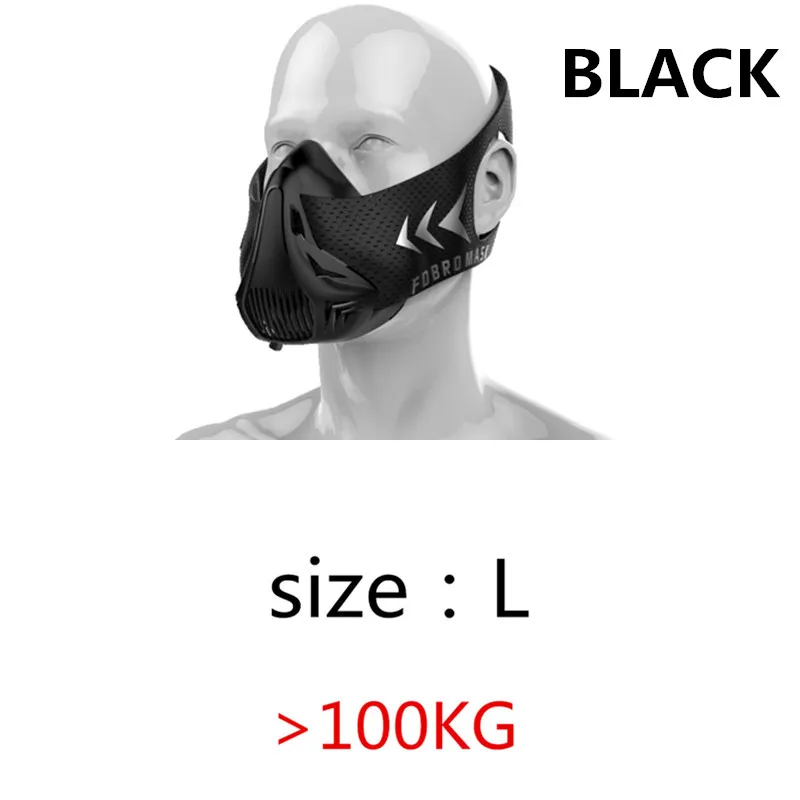Black L FDBRO, Спортивная маска, 3,0, для тренировок, лифтинга, фитнеса, тренировки, маска для бега, велоспорта, бега, кардио, тренажерного зала, дыхательные маски, маска призрака - Цвет: Black L