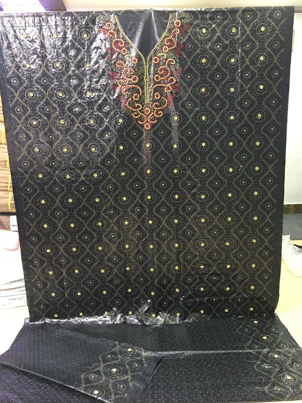 Бесплатная доставка африканская парчовая бусина Базина с более богатыми камнями