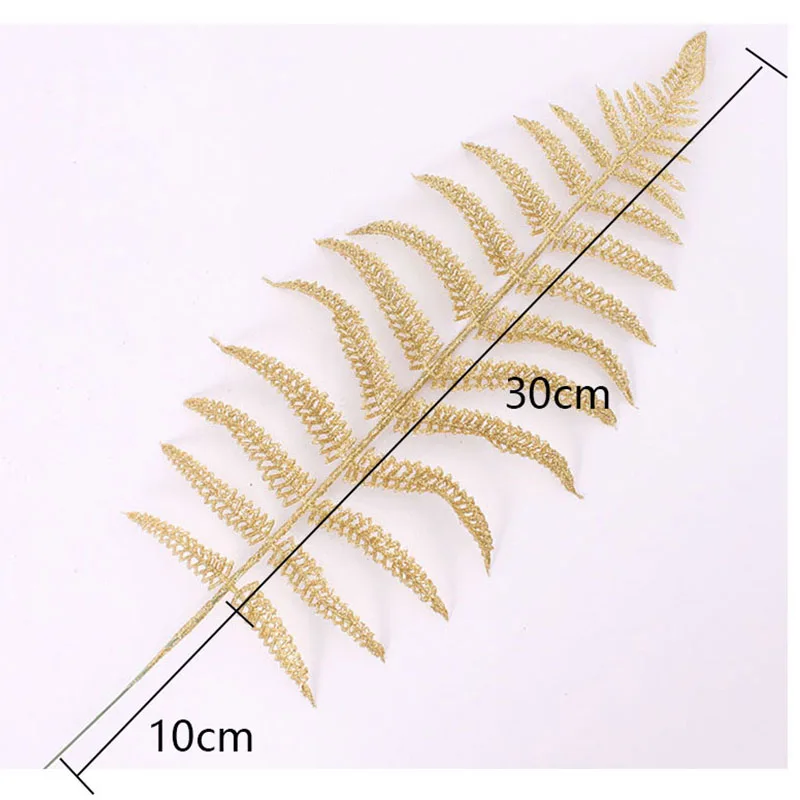 Christmas Tree Decoration Flower Grass Leaf Hollow Flash Grass Fake Flower Home Party Happy New Year Decoration Gold Silver 40cm