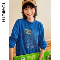 toyouth women pullovers sweatshirt 2021 autumn long sleeve streetwear letter line embroidery print funny chic casual hoodies