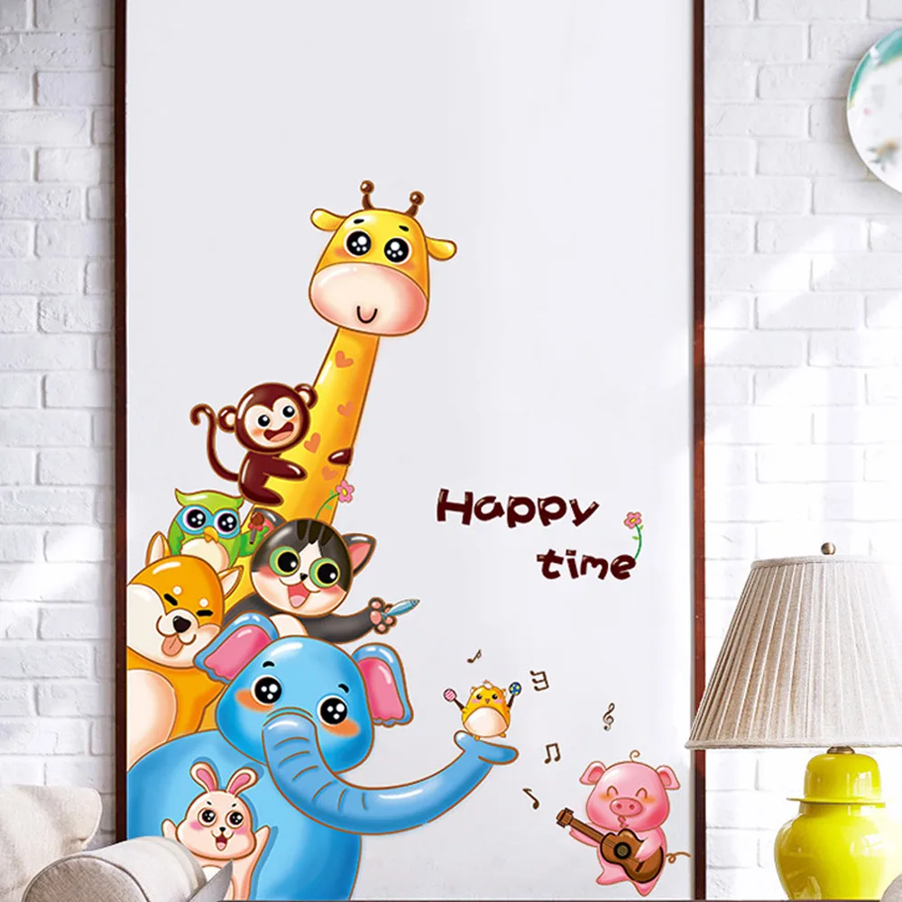 3D Наклейка на стену настенный постер узор автомобиля дверь мультяшное животное