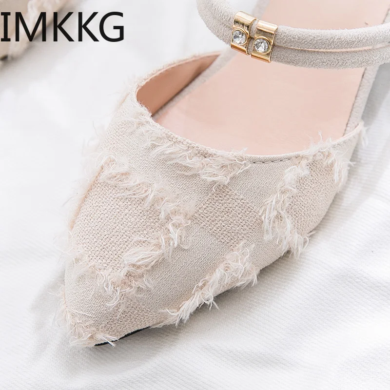 Шлепанцы женские без задника заостренный носок бахрома сланцы лоферы квадратный