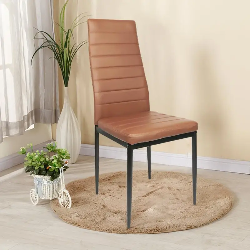 6Pcs/Set High Back PU Leather Dining Chairs Set Waterproof Padded Seat Metal Legs Chair for Home Kitchen Restaurant - купить по