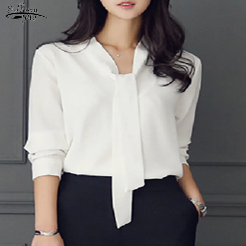 2021 свободные женские топы и блузки с длинным рукавом бантом Корейская женская