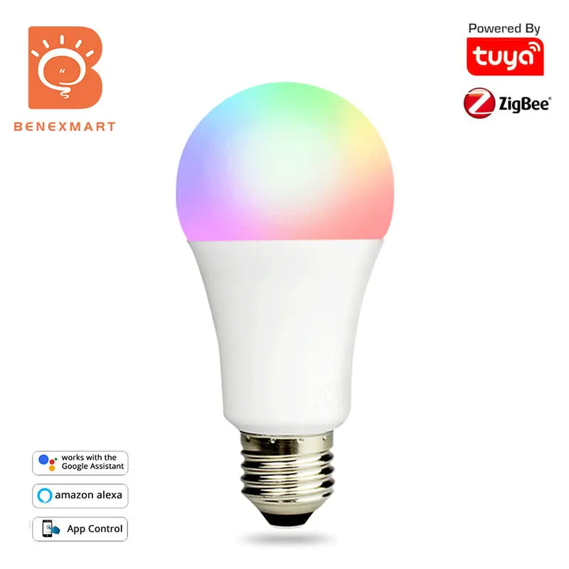 

Benexmart Zigbee 3.0 Smart Led Bulb E27 RGBCW Dimmable Lamp 10W Light Bulb Control via Tuya Smartthings Alexa Google Home 850lm