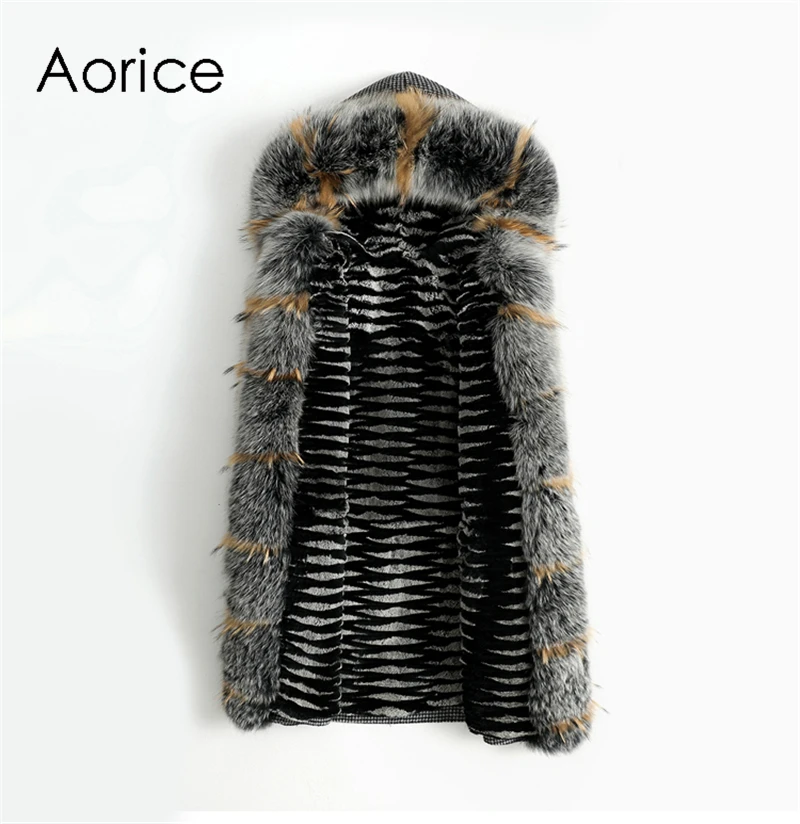 Aorice женские Натуральная шерсть пальто с мехом Парка женская подкладка из
