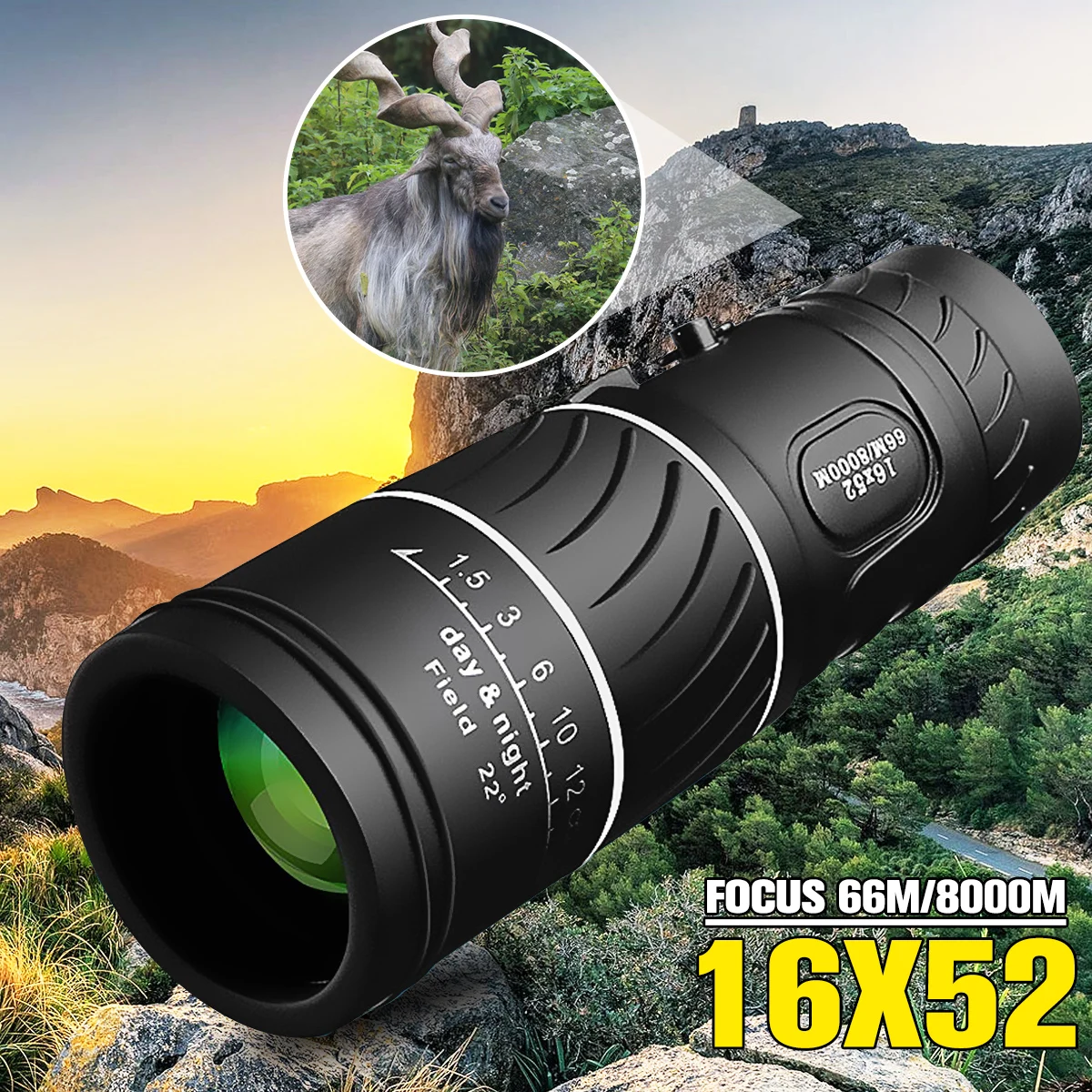 SGODDE 16X52 Открытый HD монокуляр высокое magnifatio оптический телескоп ночного видения 66 м/8000 м портативный Кемпинг Охота Монокуляр
