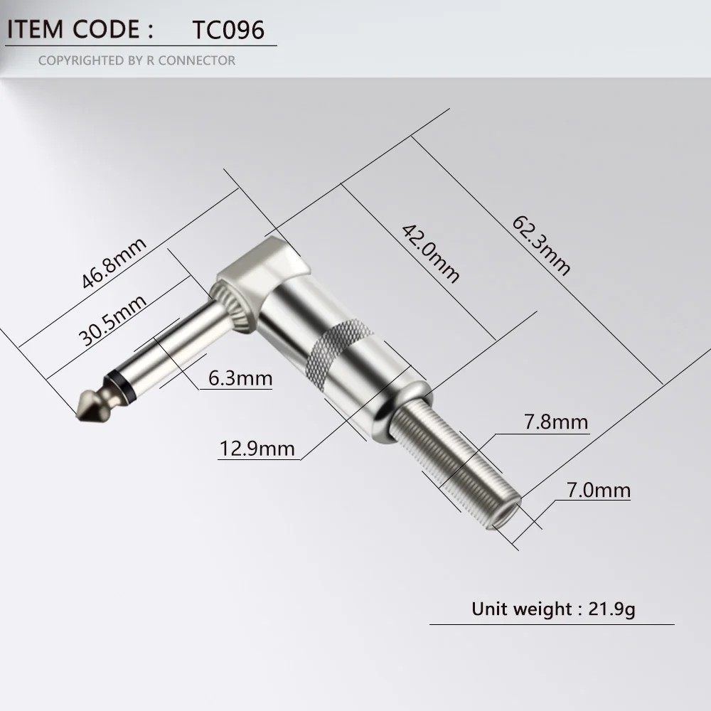 Прямоугольный разъем для микрофона 6 35 мм в сборе 3 моно никелированный аудио