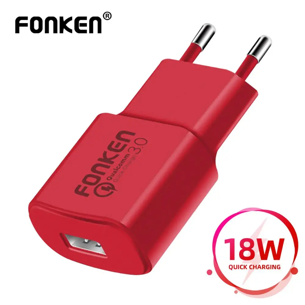 USB зарядное устройство FONKEN QC3.0 Quick Charge 3 0 быстрое QC2.0 18 Вт зарядка для телефона
