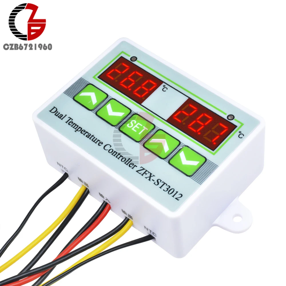 

ST3012 Dual LED Digital Thermostat Temperature Controller Regulator 24V Homebrew Fermenter Greenhouse Terrarium Thermoregulator