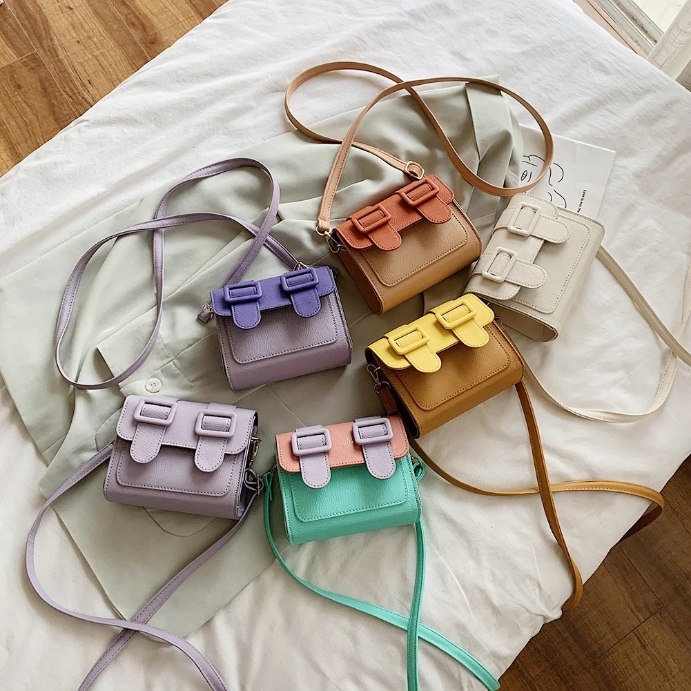 

Fashion Women PU Leather Shoulder Bags Belt Buckle Small Square Casual Flap Crossbody Messenger Handbags