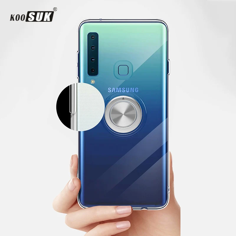 Кронштейн чехол s для samsung Galaxy A9 Pro роскошный Магнитный Автомобильный держатель Подставка прозрачный силиконовый чехол для samsung A9 Pro чехол