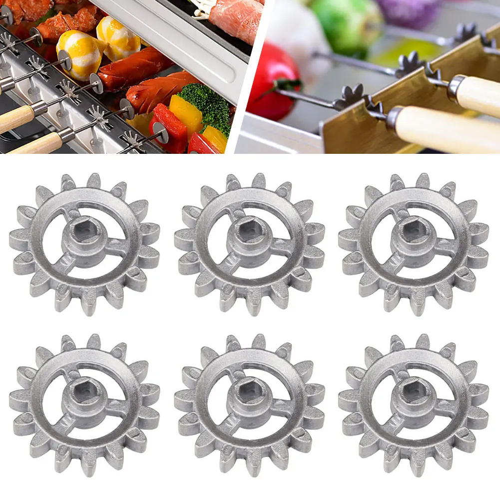

6PCS DIY Rotating Gears Frame Gear Automatic Barbecue Tool Accessories Electric Motor Gears For All Kinds Flat Baking Needles