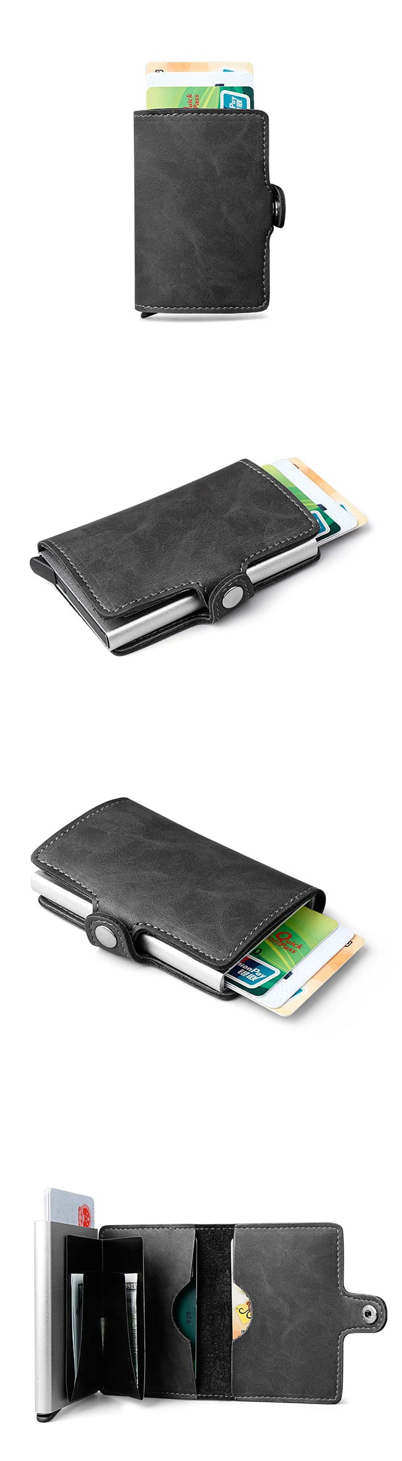 Hasp мужской держатель для кредитных карт RFID Блокировка PU кожа Автоматический Бизнес ID держатель карты Алюминий Металл мужской кошелек-сумочка для карт