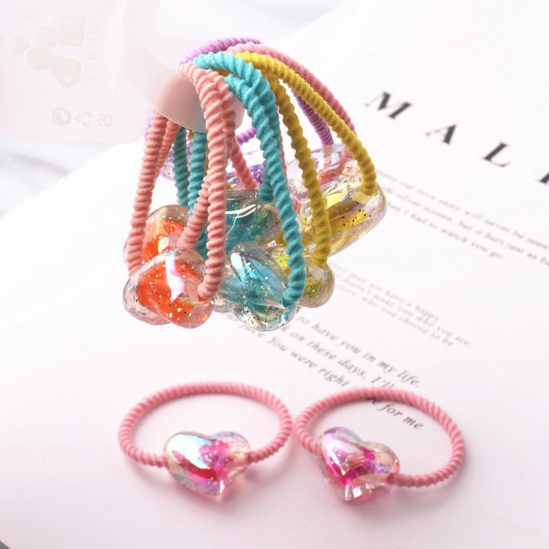 

2PCS New Colour Heart Type Princess Headwear Lovely Kids Elastic Hair Bands Children Ropes Girls Accessories Baby Headdress