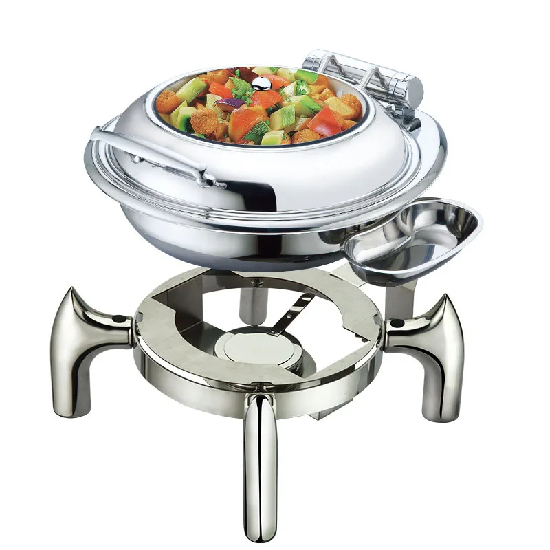 

6L Round self-sustaining furnace Electric buffet stove Hydraulic breakfast stove Flip-cooking stove Hotel tableware