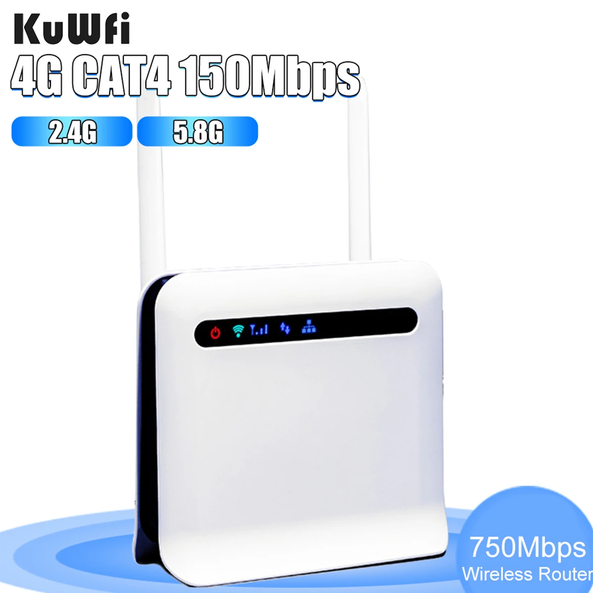 

KuWFi 4G LTE Router Dual Band 750Mbps 3G/4G SIM Card Router Unlocked 4G FDD/TDD With RJ45 Lan Port Support 32 Wifi Users