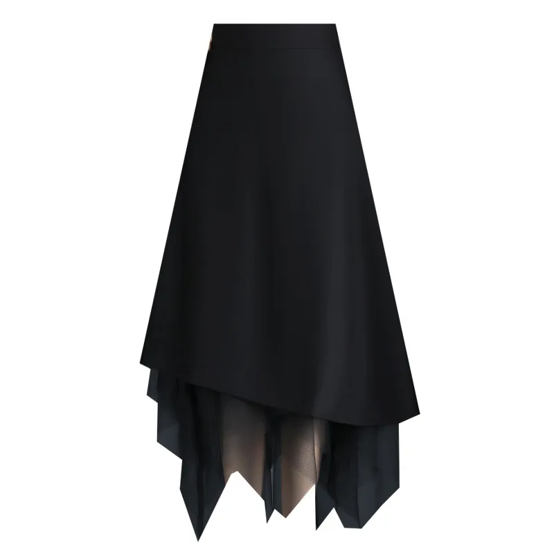 

Gorgeous Two-sided Tulle Women's Black Skirt 2021 Dress Female Clothing Office Skirts OL Spring Summer Fashion Vintage